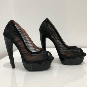 JEFFREY CAMPBELL BLACK MESH PLATFORM HEELS